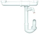 HL126.2/50 Сифон за двойна кухненска мивка DN50х2x6/4", спестяващ място