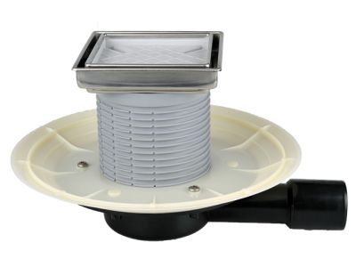 HL90-3020 Подов сифон за балкони и тераси DN40/50 странично оттичане с видима част за вграждане на и