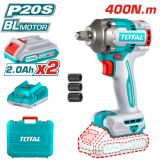 Акумулаторен ударен безчетков гайковерт TOTAL INDUSTRIAL, 1/2", 20 V, 2 х 2.0 Ah 0