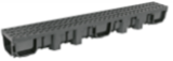 Линейно отводняване 1000x130x105, SD, пластмасов корпус, чугунена решетка, C250 0
