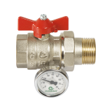 Прав Сферичен кран за Колектор 1" M x 1" Ж термометър 0