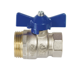 Сферичен кран 1''x1"1/4" за колектор т-дръжка син – PN35 0