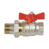 Кликни за увеличение Сферичен кран с холендрова връзка, T-дръжка, 3/4"M x 3/4"Ж 0