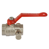 Сферичен кран с изпускател, черв. алуминиева дръжка, Ж/Ж 1/2" 0