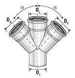 Кликни за увеличение TRIPLUS Двоен разклонител ф110/110/110-45° 0