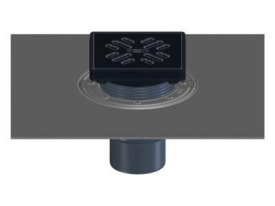 HL3100THG Сифон с вертикално оттичане, битумен маншет, рамка и решетка от чугун