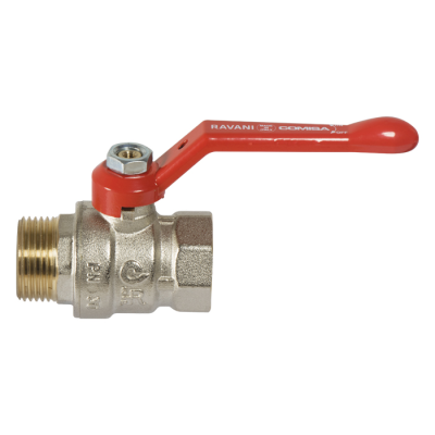 Сферичен кран , черв. алуминиева дръжка, Ж/M 3/4"